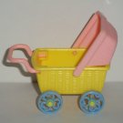 Yellow Peach Blue Doll Plastic Baby Carriage Loose Used