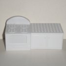 White Plastic Dollhouse Stove Oven Counter Cabinet Toy Loose Used