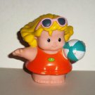 Fisher-Price Little People Sarah Lynn with Beach Ball Figure Mattel 2007 Loose Used