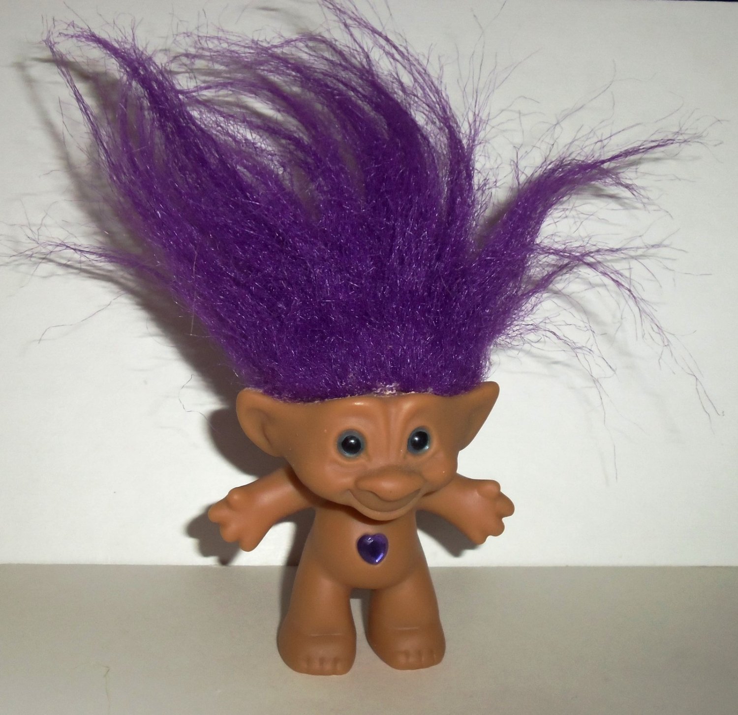 Ace Novelty Treasure Troll w/ Purple Hair Heart Shape Wishstone Doll No Clo...