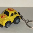 Volkswagen Beetle Yellow Peace Diecast Pull Back Car Keychain Loose Used