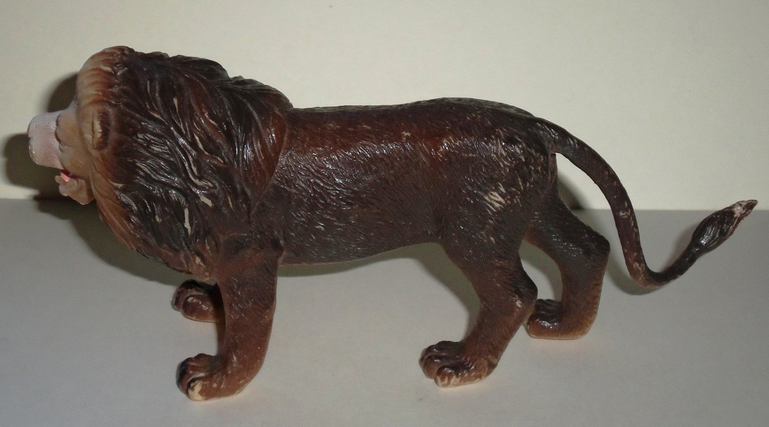 S.H. 7" Long Dark Brown Plastic Lion Toy Animal Figure Loose Used