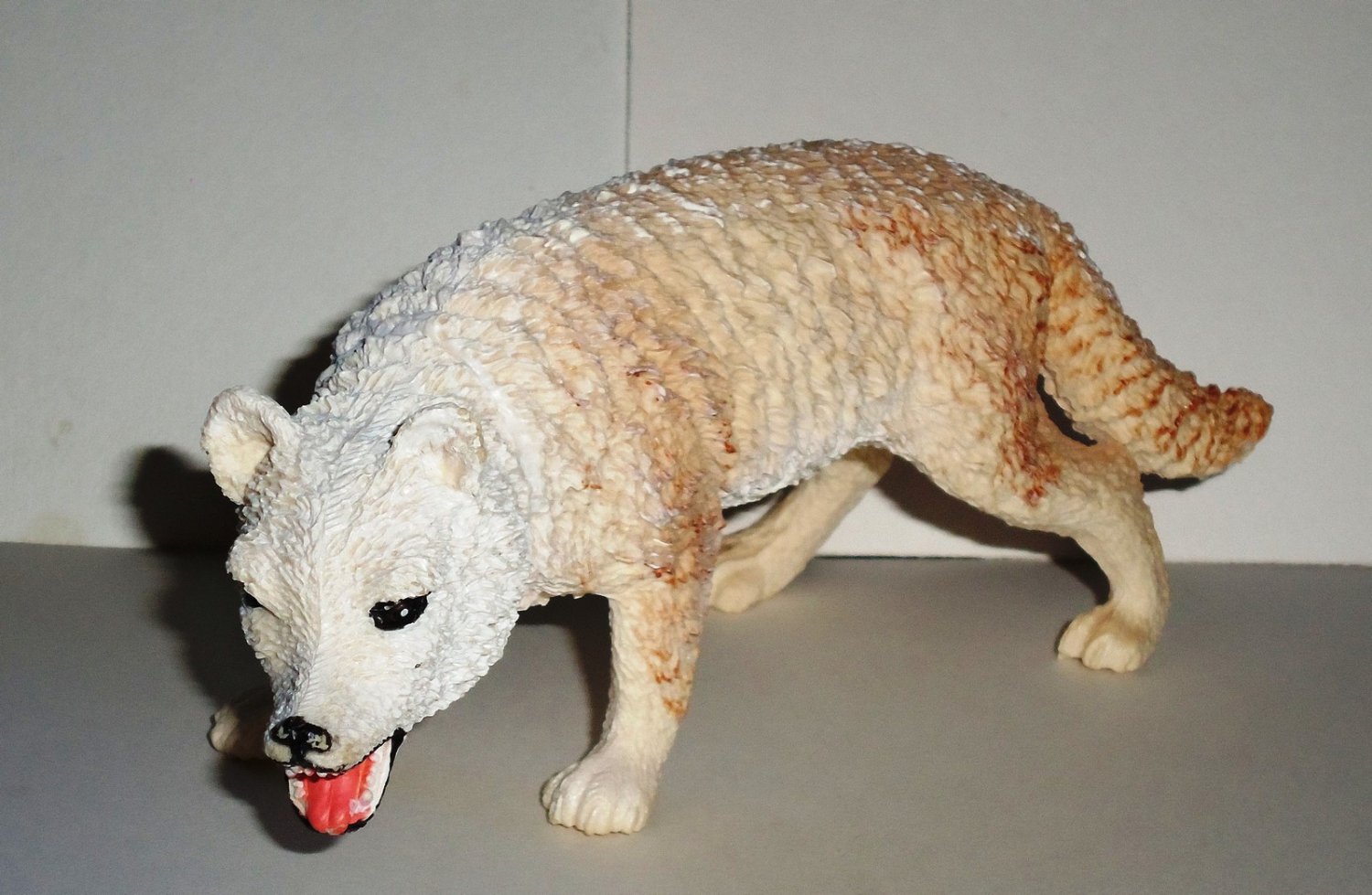 6" Long Plastic Arctic Wolf Toy Animal Figure Loose Used