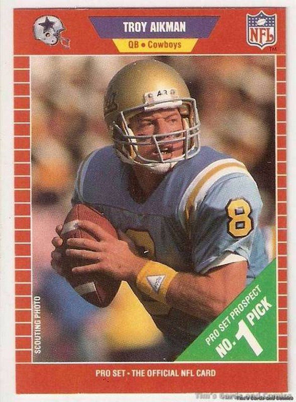 1989 Pro Set Football Card #490 Troy Aikman RC Dallas Cowboys NM.