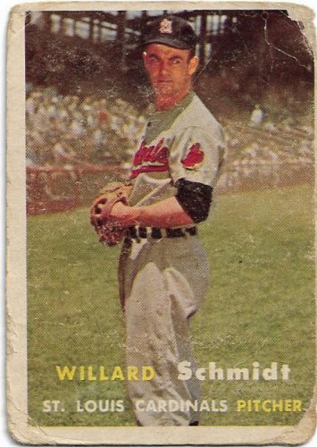 1957 Topps Baseball Card #206 Willard Schmidt St. Louis Cardinals PR