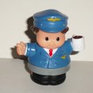 Fisher-Price Little People Brown Haired Pilot Boy w/ Coffee Cup Figure 2001 Loose Used