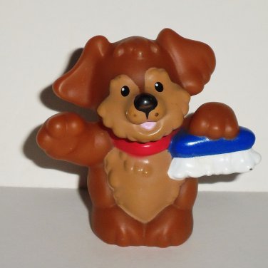Fisher-Price Little People Brown Dog w/ Scrub Brush Figure Mattel 2007 Loose Used