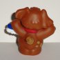 Fisher-Price Little People Brown Dog w/ Scrub Brush Figure Mattel 2007 Loose Used