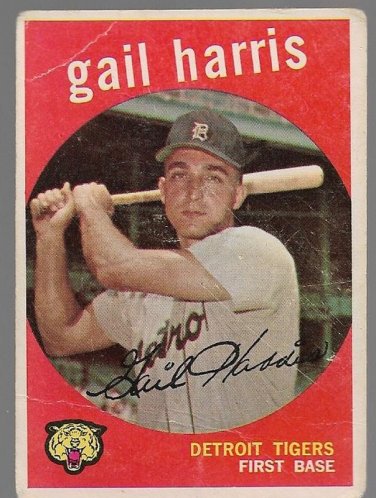 1959 Topps Baseball Card #378 Gail Harris Detroit Tigers GD