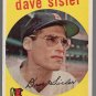 1959 Topps Baseball Card #384 Dave Sisler Boston Red Sox GD