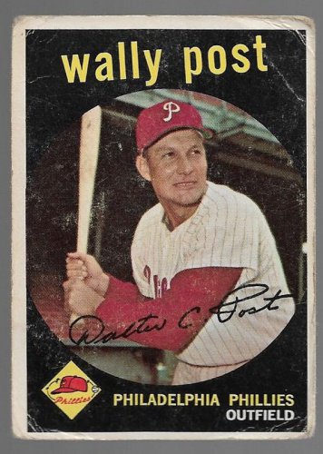 1959 Topps Baseball Card #398 Wally Post Philadelphia Phillies GD A
