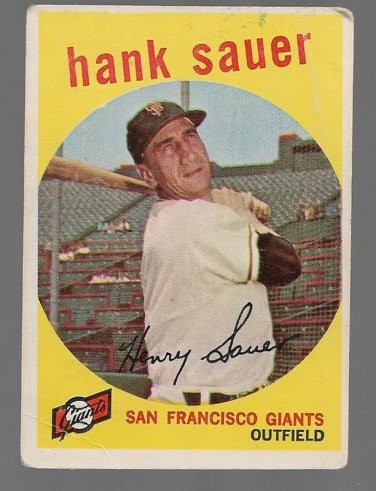 1959 Topps Baseball Card #404 Hank Sauer San Francisco Giants GD