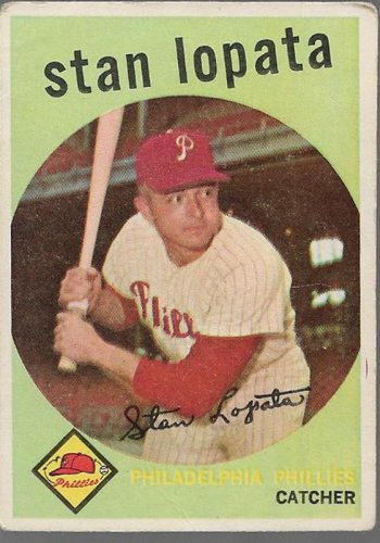 1959 Topps Baseball Card #412 Stan Lopata Philadelphia Phillies GD A