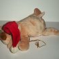 Brown Dog w/ Santa Claus Hat Plush Christmas Ornament Loose Used