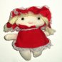 Russ Berrie Stuffed Mini Blonde Doll Ornament w/ Red Dress Loose Used