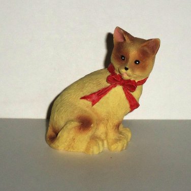Kitty Cat Brown Yellow Toy Animal Figure Loose Used