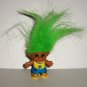 Ace Novelty 1992 Mini Treasure Troll w/ Green Hair Wishstone Yellow Shirt Figure Loose Used