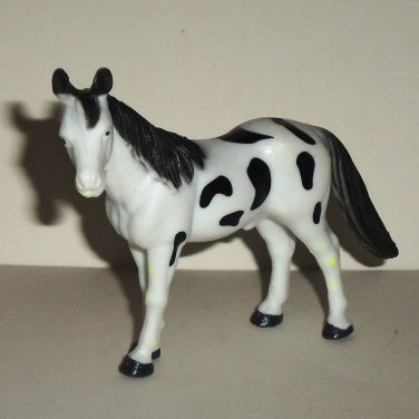 3.75" White & Black Horse PVC Plastic Animal Figure Loose Used