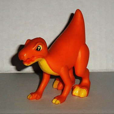 Orange Vinyl or Rubber Cartoon Dinosaur Figure Loose Used C