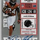 2010 Playoff Contenders Autographed Football Card #131 Dominique Franks Atlanta Falcons RC Rookie