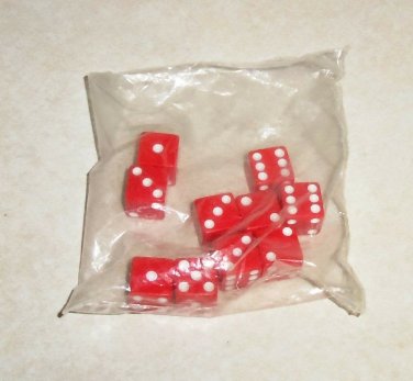 Bag of 10 Red & White 6 Sided Dice Toy Lot #114
