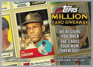2010 Topps Million Card Giveaway #TMC-3 Bob Gibson 1963 Baseball