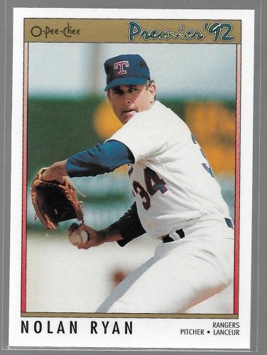 1992 O-Pee-Chee Premier Baseball Card #81 Nolan Ryan Texas Rangers B