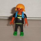 Playmobil Blonde Girl w/ Black Outfit and Backpack Figure Loose Used