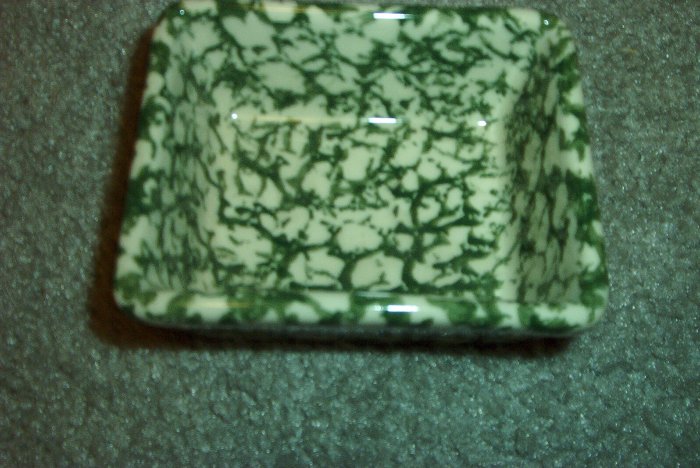 Henn Workshops green sponged salsa dish & fruitwood basket set