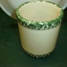 Henn Workshops green sponged on the edge with cream in the center half pint crock Henn Workshops green sponged on the edge with cream in the center half pint crock