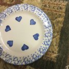 Henn Workshops blue sponged salad plates with Hearts set of 2 used