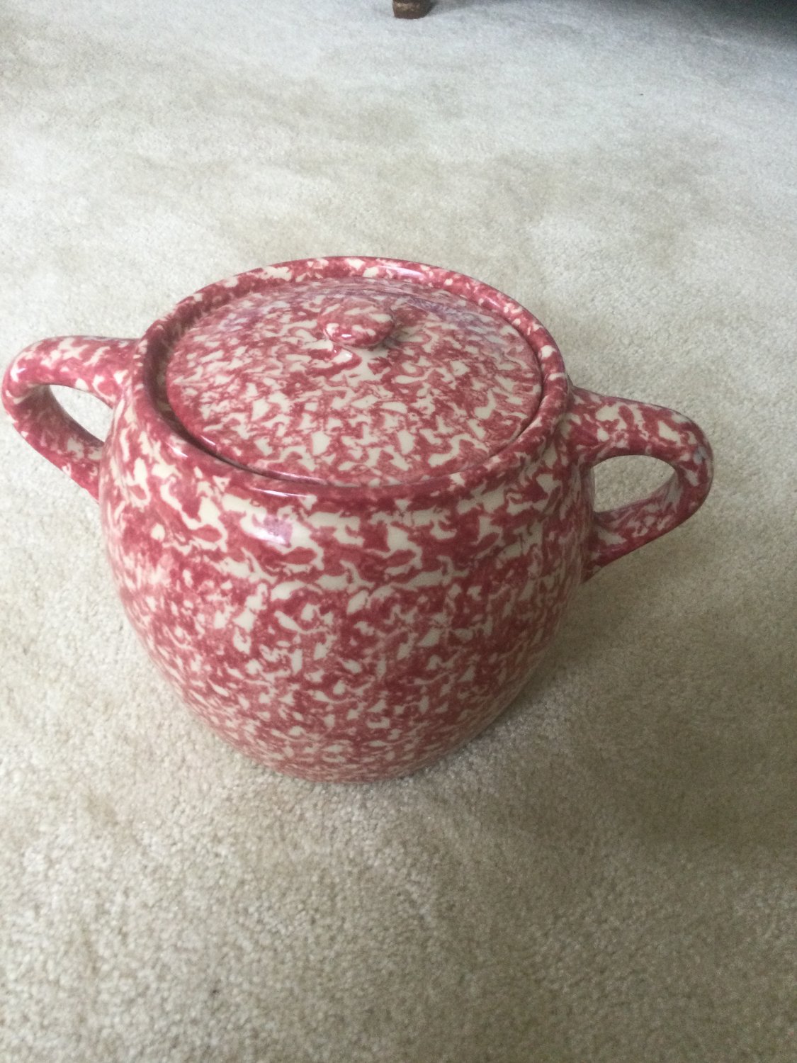 Henn cranberry sponged cookie jar / soup pot