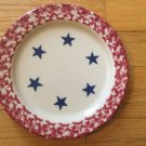 Henn Workshops old glory cranberry sponged dinner plates with stars set of 2