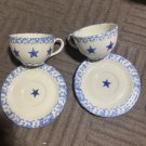 Henn Workshops blue Sponged with star tea cup and saucer set of 2 Henn Workshops blue Sponged with star tea cup and saucer set of 2