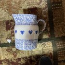 Henn Workshops blue sponge with cream & blue heart 2 quart pitcher Henn Workshops blue sponge with cream & blue heart 2 quart pitcher