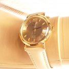 VICENCE 18K Gold Faceted Case Leather Strap Watch