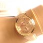 VICENCE 18K Gold Faceted Case Leather Strap Watch