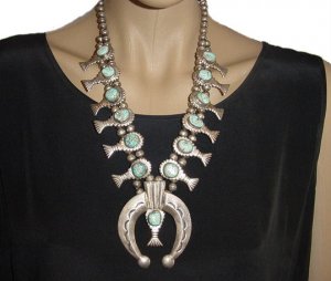 VINTAGE Native American Squash Blossom Necklace