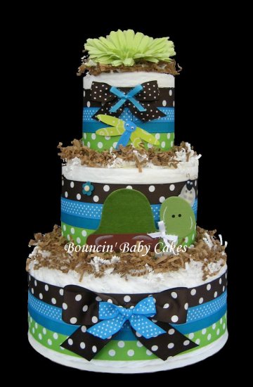 Turtle Pond Baby Shower Diaper Cake Centerpiece