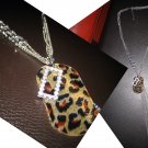 Multi Long Crystal Leopard Plate Layered Bead Chain Necklace-Silver (FREE Shipping)