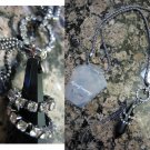 Interlocking Rings Multi Charm Lariat Crystal Stone Pendant Necklace-Gray (FREE Shipping)