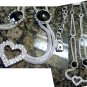 Mini Lock Charm Crystal Heart Round Black Stones Pendant Necklace-Silver(FREE Shipping)