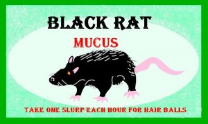 Black Rat Mucus Halloween Bottle Label Prop