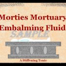 Morties Mortuary Halloween Bottle Label Prop