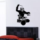 MONKEY DRUMMER DECAL WALL STICKER MUSIC PUNK KIDS TEEN INSTRUMENT FUNNY