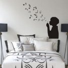Boy Blowing Music Notes Wall Decal Sticker Bubbles Nursery Kid Room