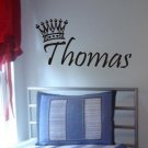 Name and Crown Decal Sticker Wall custom name boy nursery teen guy