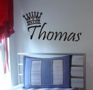 Name and Crown Decal Sticker Wall custom name boy nursery teen guy