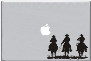 Three Horse Riders Riding into Sunset Decal for Macbook Sticker Laptop Computer Apple Mac