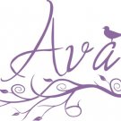 Custom Name with Modern Branch and Birdie Decal Sticker Wall Art Graphiv Child Nursery